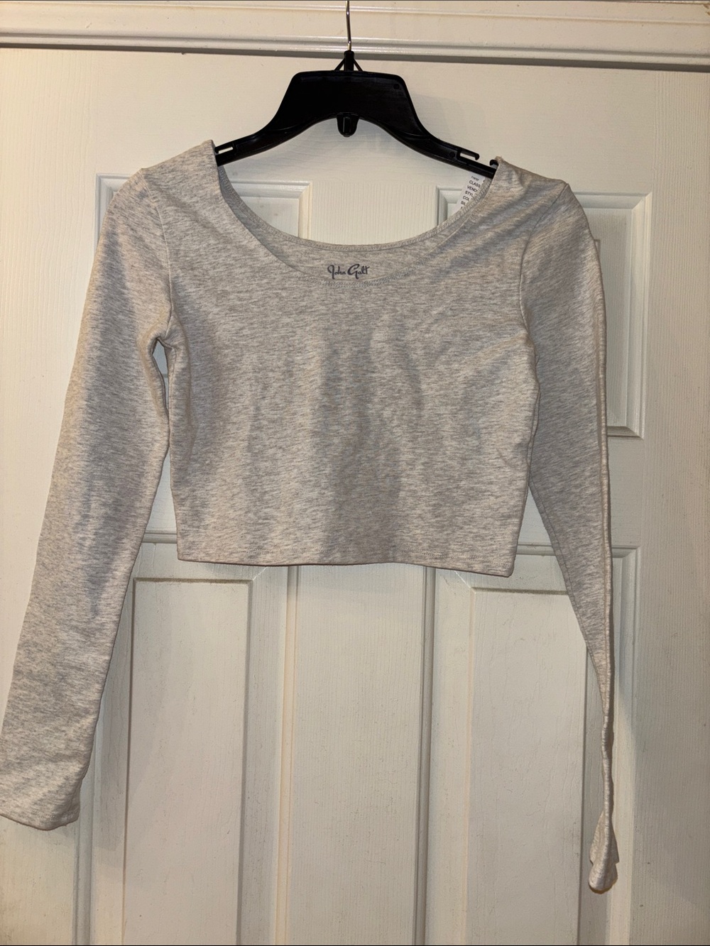 Brandy Melville John Galt Light Gray Long Sleeve Crop Top